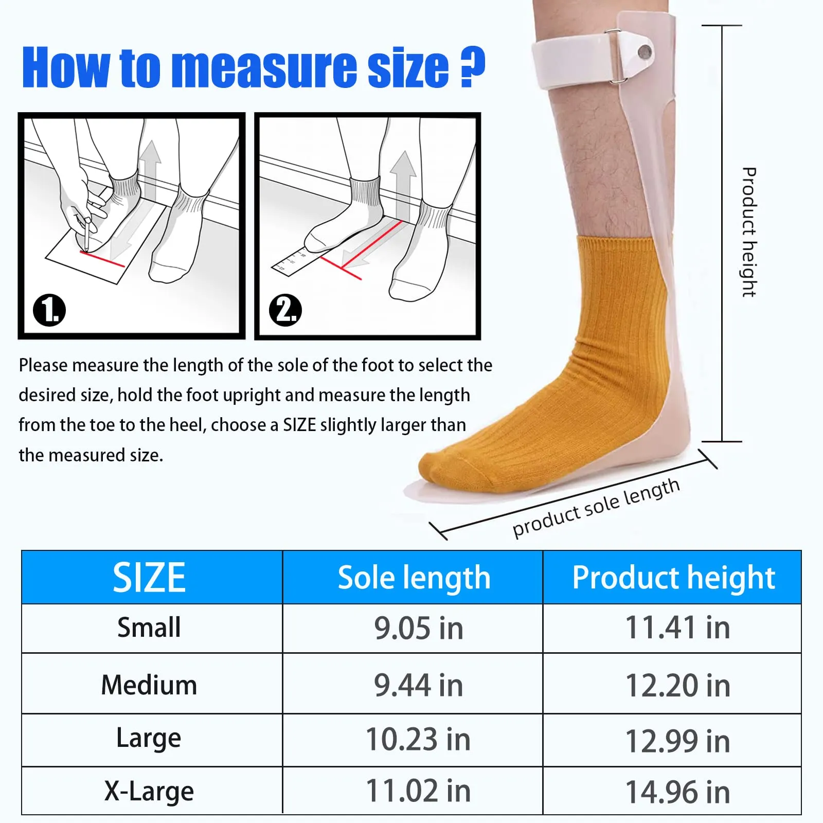 AFO Foot Drop Brace Ankle Foot Orthosis Medical Afo Walking with Shoes for Stroke Hemiplegia Men & Women Left / Right Foot (Large-Right) Large-Right