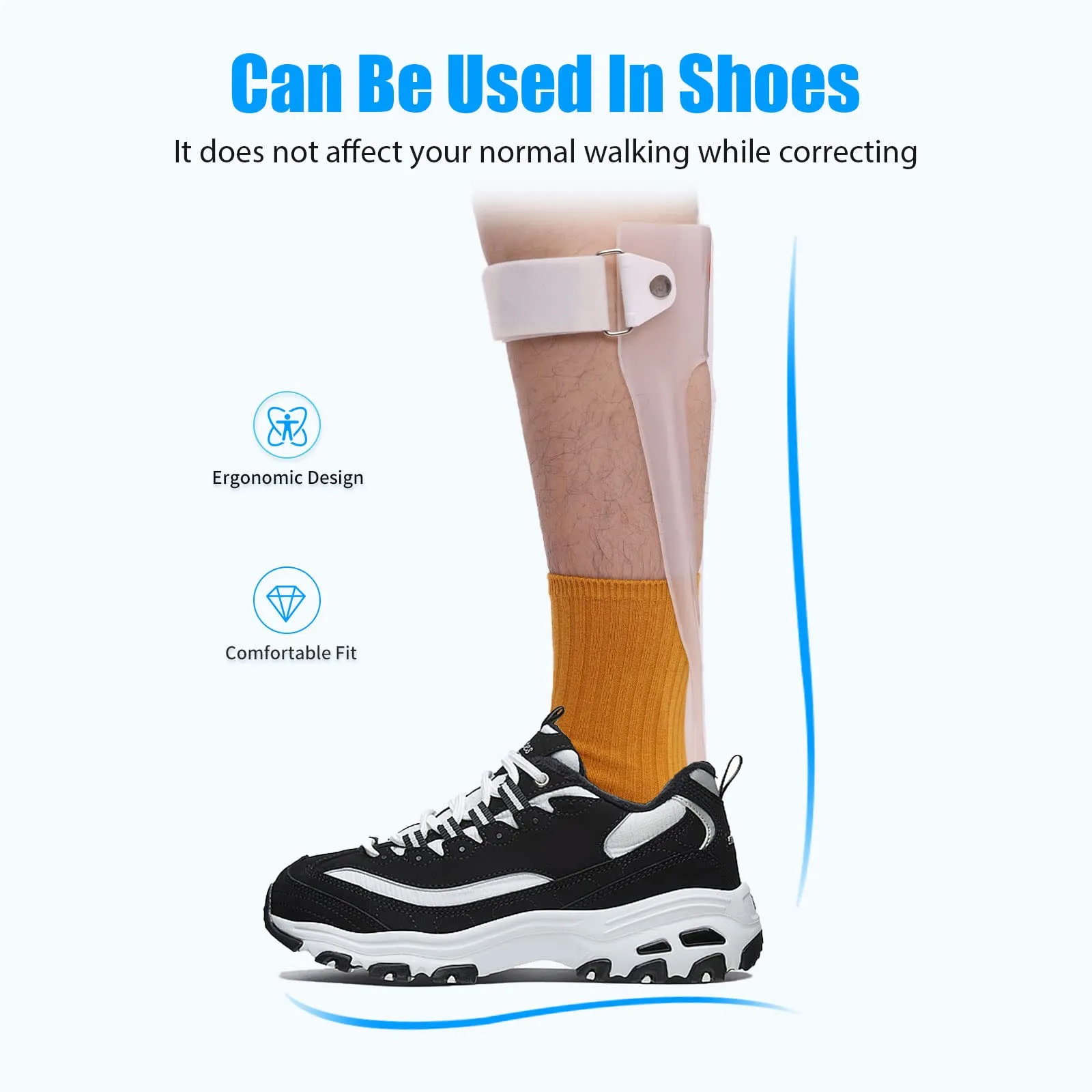 AFO Foot Drop Brace Ankle Foot Orthosis Medical Afo Walking with Shoes for Stroke Hemiplegia Men & Women Left / Right Foot (Large-Right) Large-Right