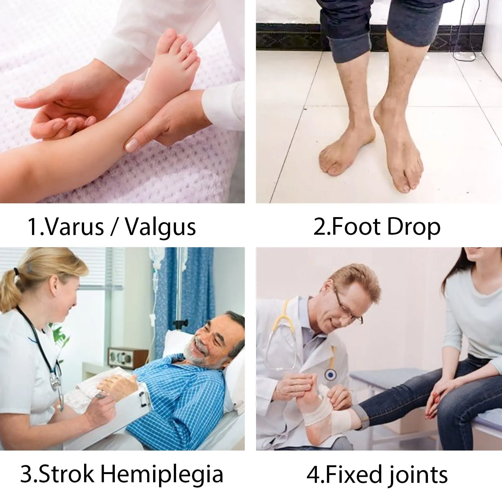 AFO Foot Drop Brace Ankle Foot Orthosis Medical Afo Walking with Shoes for Stroke Hemiplegia Men & Women Left / Right Foot (Large-Right) Large-Right