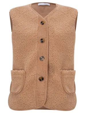 Amazing Woman Teddy Warm Borg Gilet - Beige