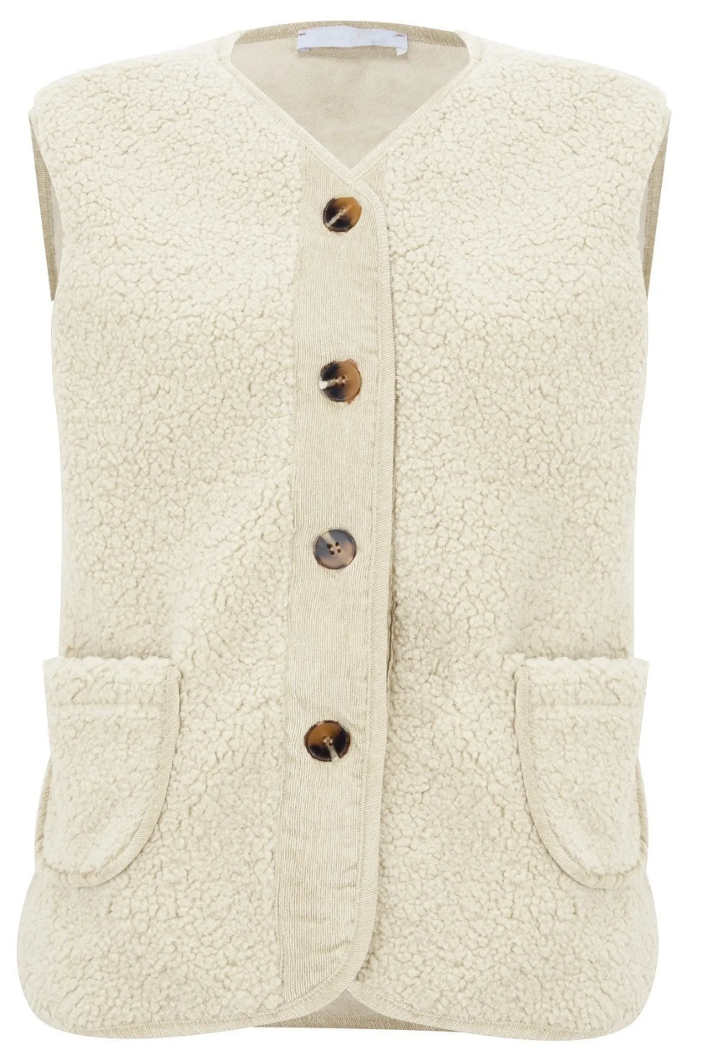 Amazing Woman Teddy Warm Borg Gilet - Beige