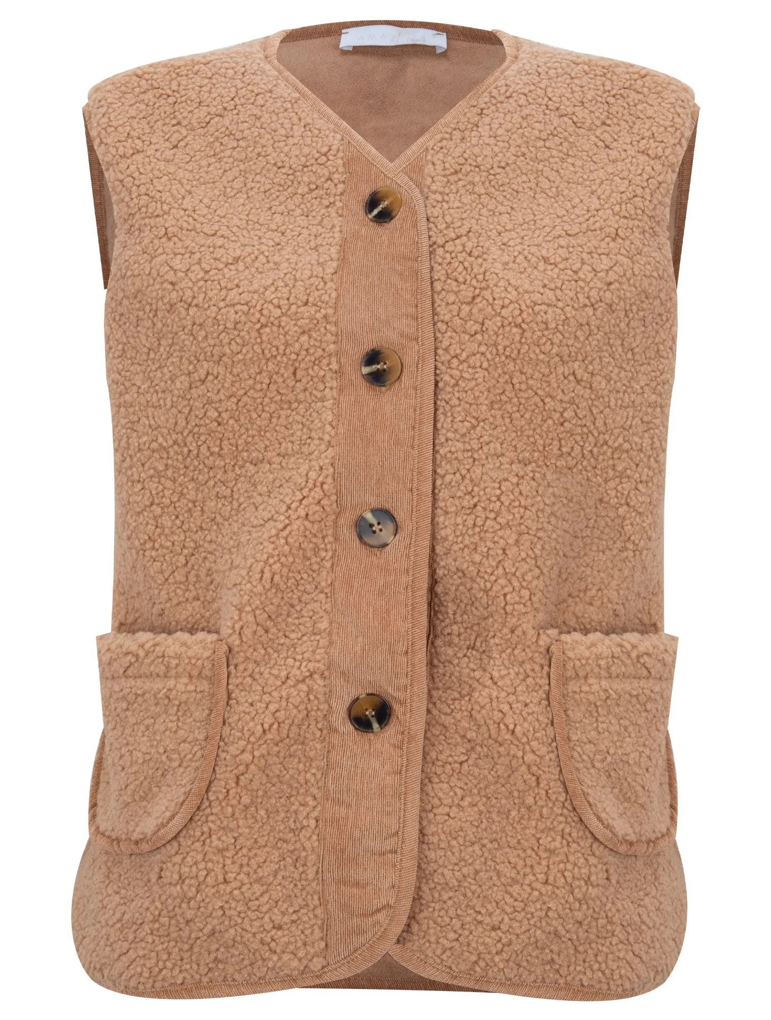Amazing Woman Teddy Warm Borg Gilet - Beige