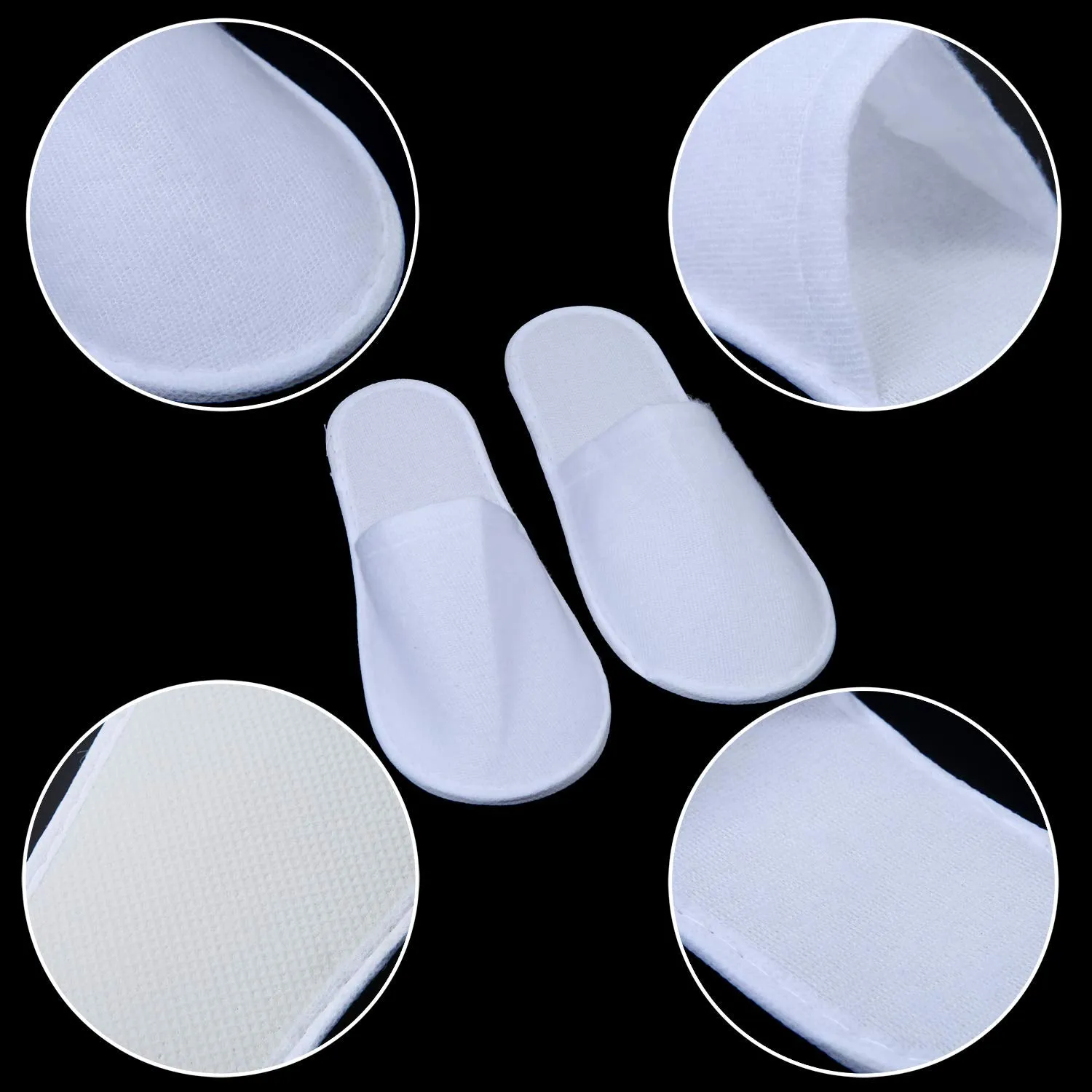 Aneco 6 Pairs Spa Slippers Disposable Closed Toe Slippers White Fluffy Guests Slippers for Home, Hotel Use
