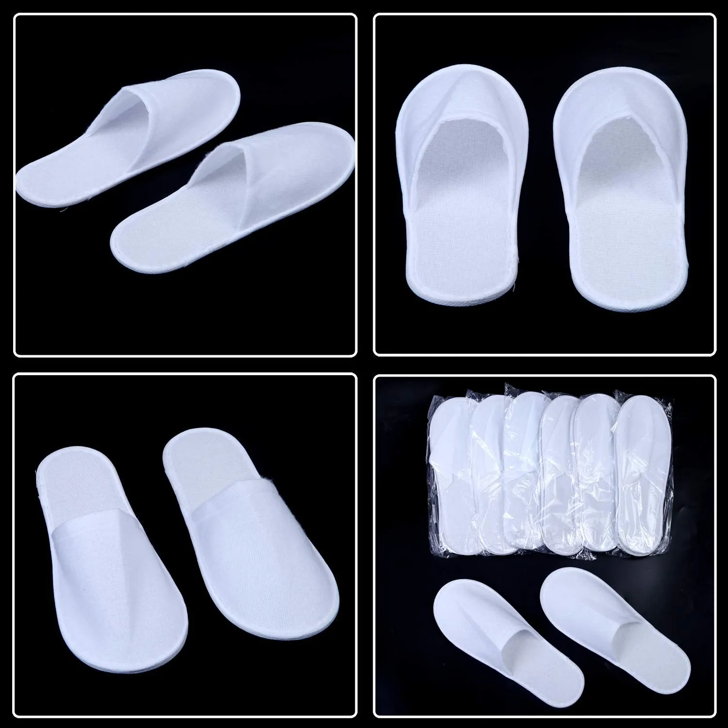 Aneco 6 Pairs Spa Slippers Disposable Closed Toe Slippers White Fluffy Guests Slippers for Home, Hotel Use