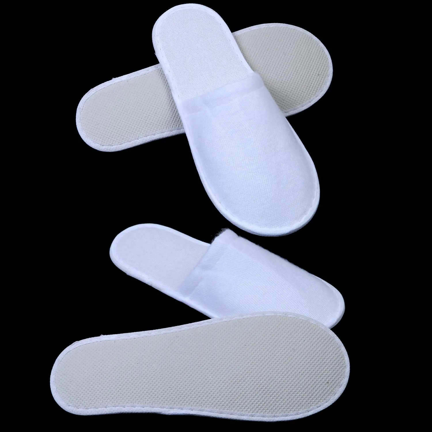 Aneco 6 Pairs Spa Slippers Disposable Closed Toe Slippers White Fluffy Guests Slippers for Home, Hotel Use
