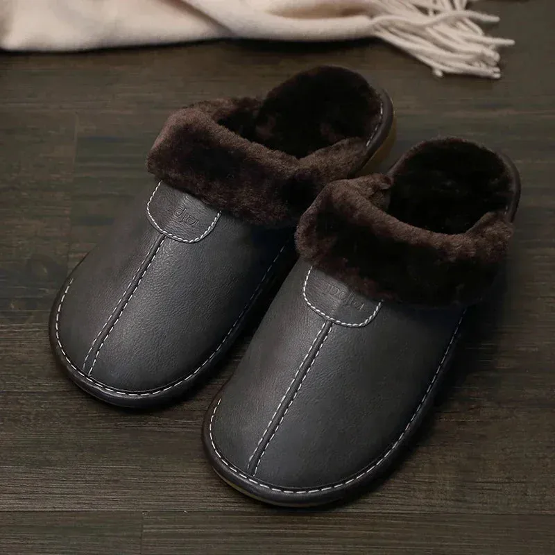 BACKWOODS | Men's Warm Leather Slippers