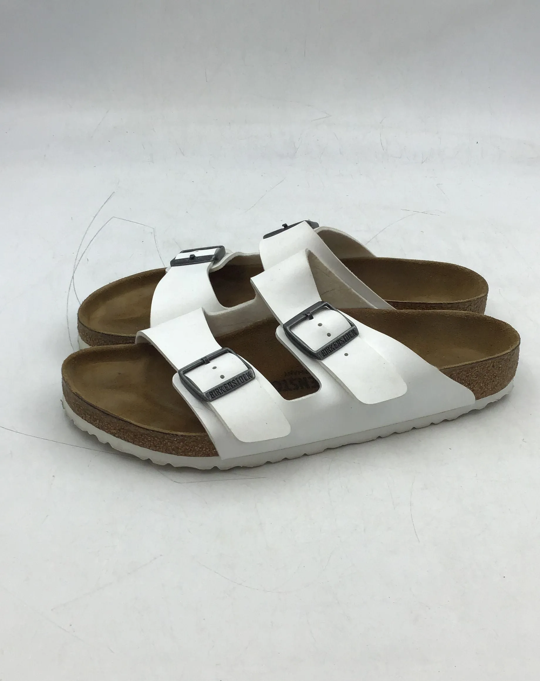 Birkenstock Women's White Open Toe Adjustable Strap Slide Sandals - Size 11
