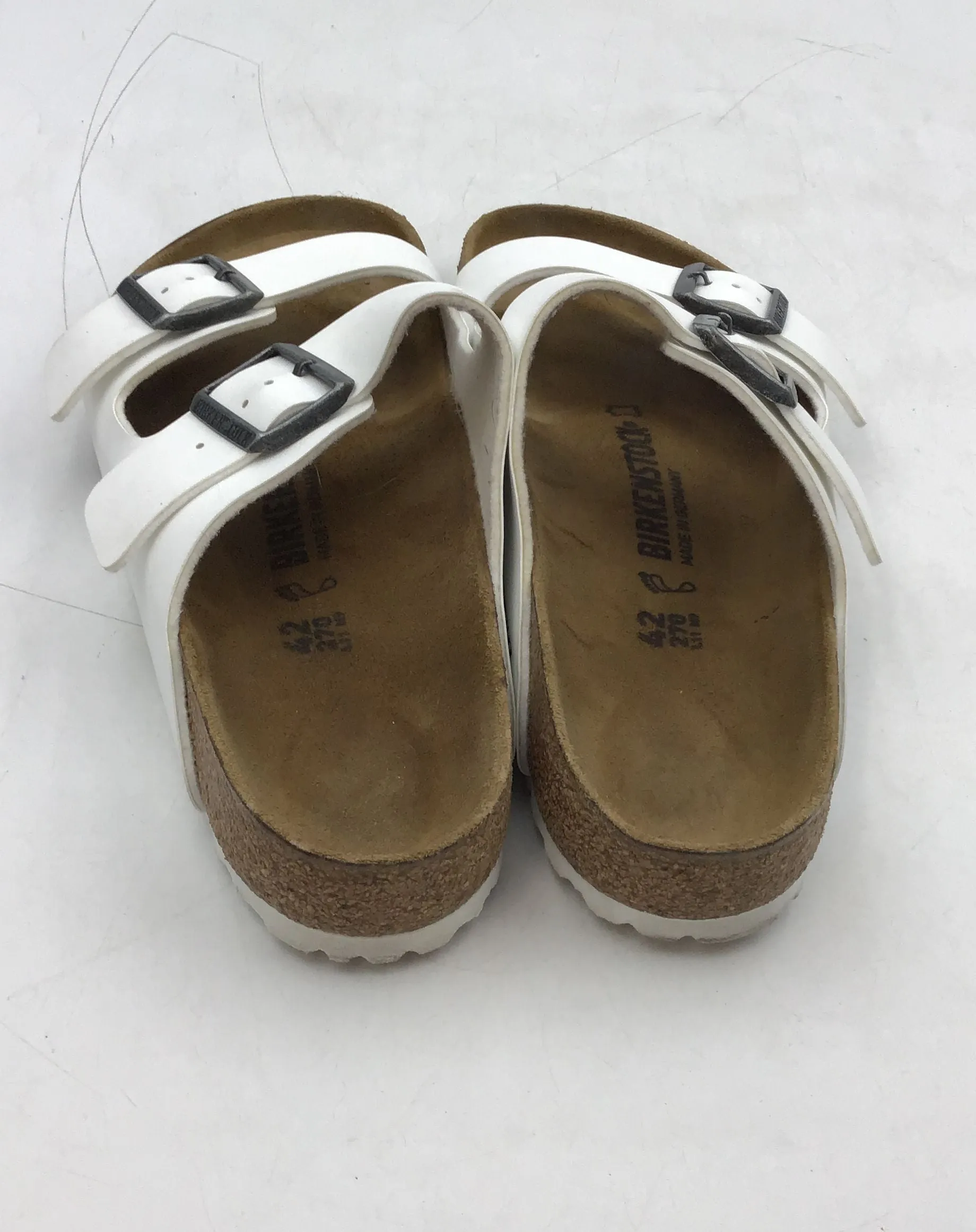 Birkenstock Women's White Open Toe Adjustable Strap Slide Sandals - Size 11