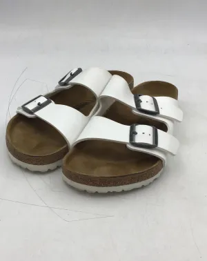 Birkenstock Women's White Open Toe Adjustable Strap Slide Sandals - Size 11