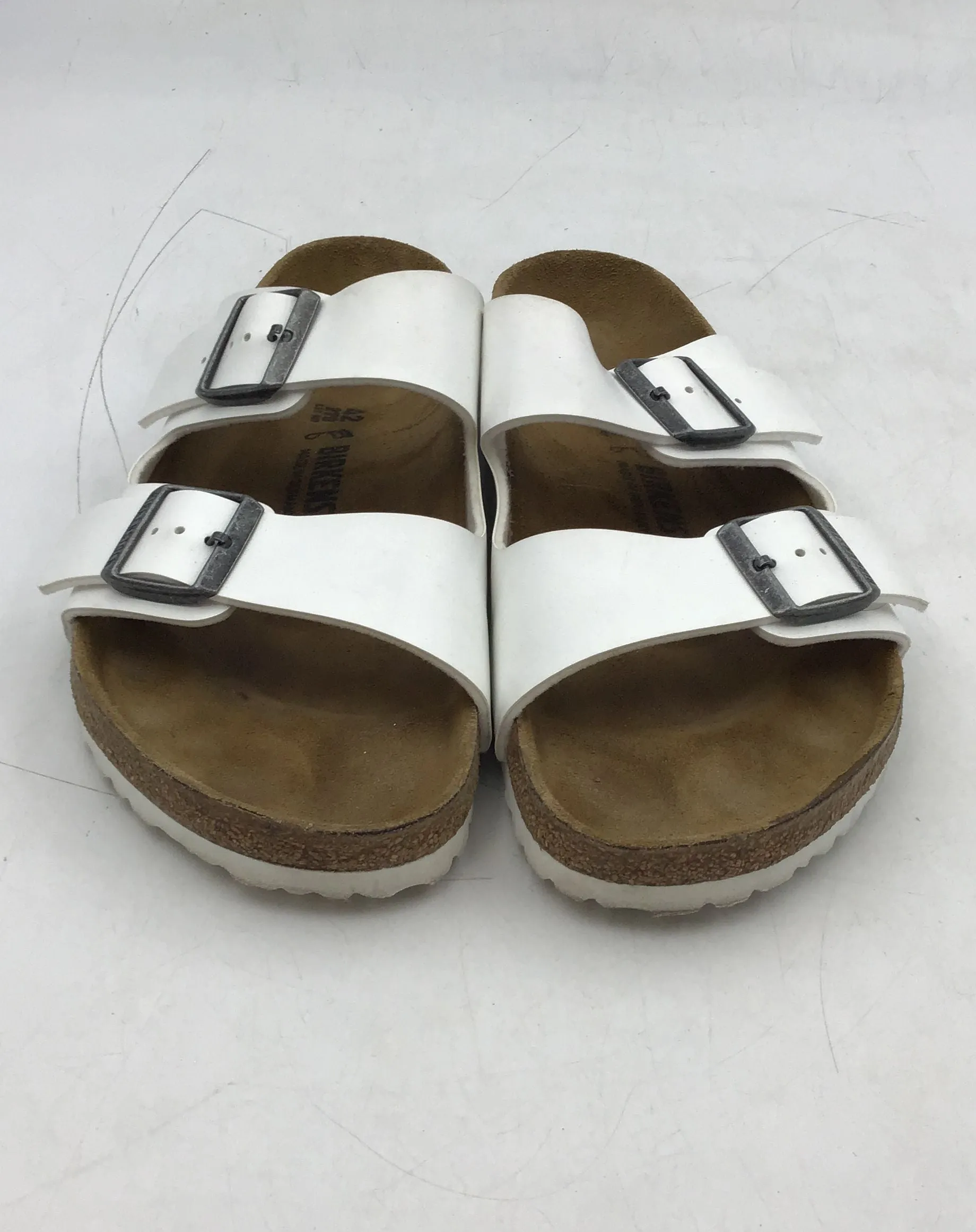 Birkenstock Women's White Open Toe Adjustable Strap Slide Sandals - Size 11