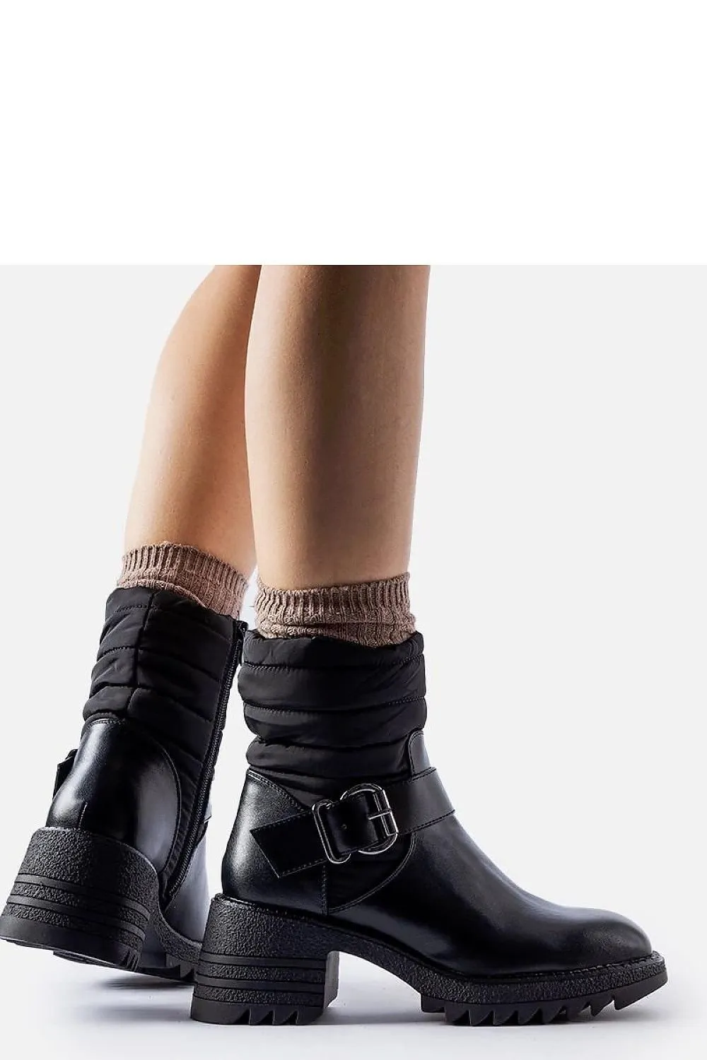 Black warm boots with a solid sole