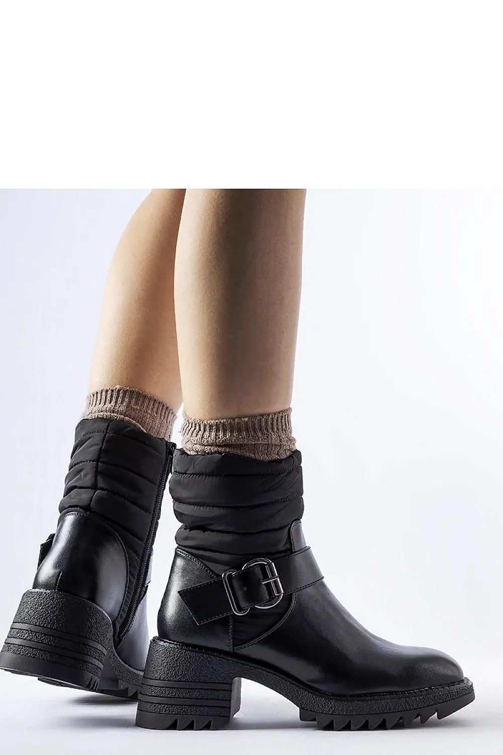 Black warm boots with a solid sole