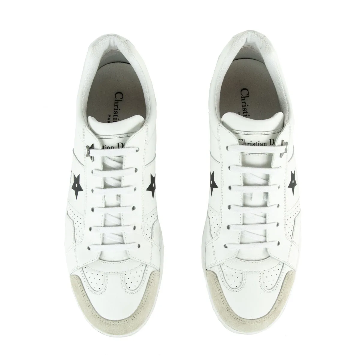 Dior White Leather Star Low Top Sneakers Size US 10 | EU 40