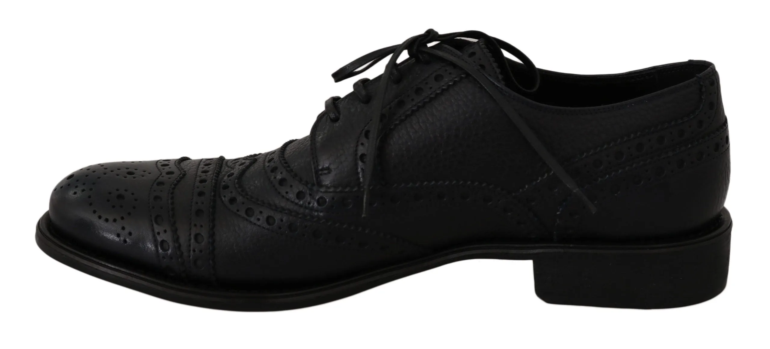 Dolce & Gabbana Elegant Dark Blue Wingtip Derby Dress Sko