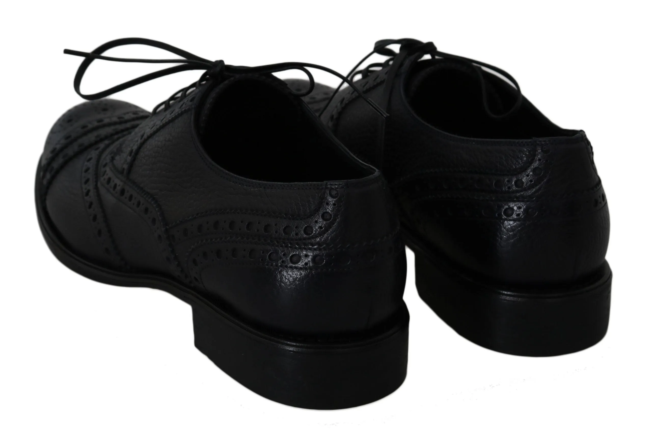 Dolce & Gabbana Elegant Dark Blue Wingtip Derby Dress Sko