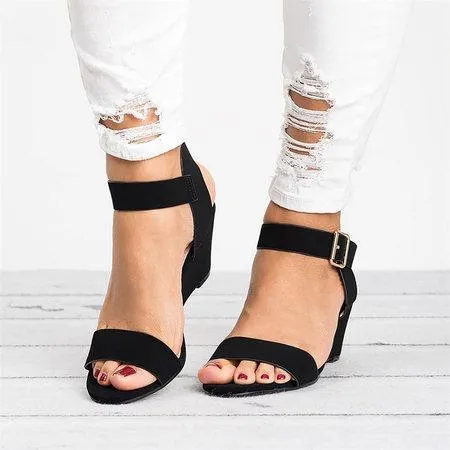 elveswallet Plus Size Wedges Adjustable Buckle Wedge Sandals