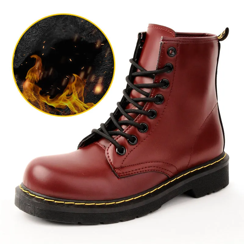 European Style Round Toe Lace UP Velvet Warm Short Martin Boots