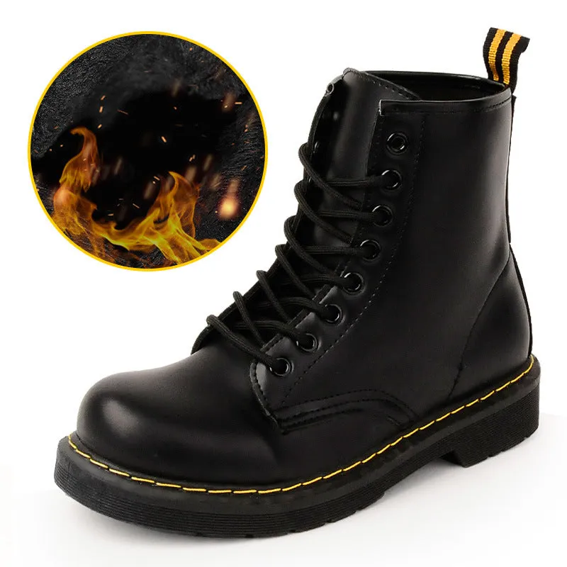 European Style Round Toe Lace UP Velvet Warm Short Martin Boots