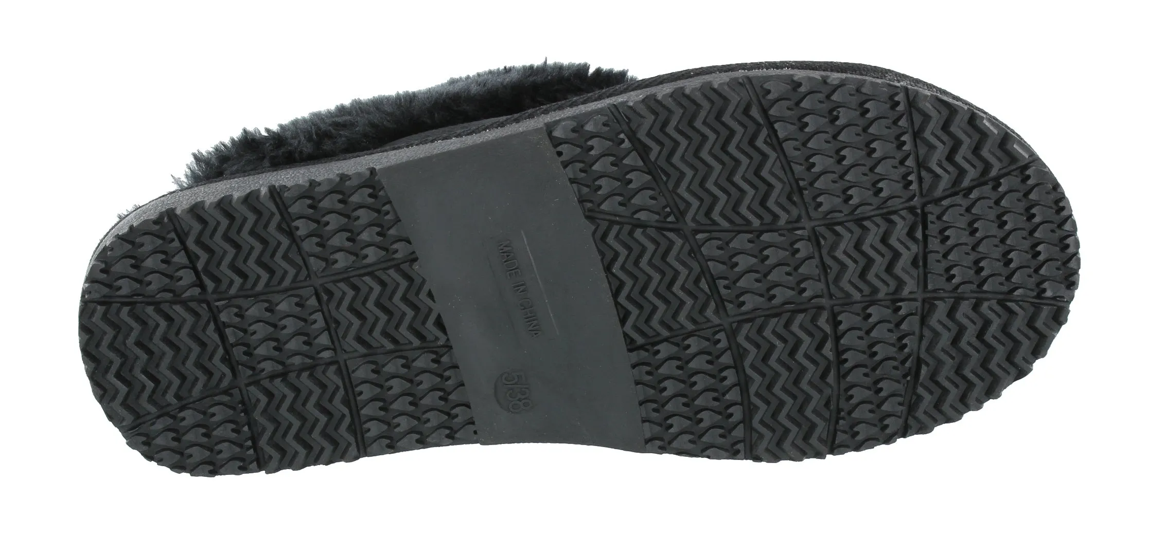 Fur Lined Memory Foam Mules Slippers In Black