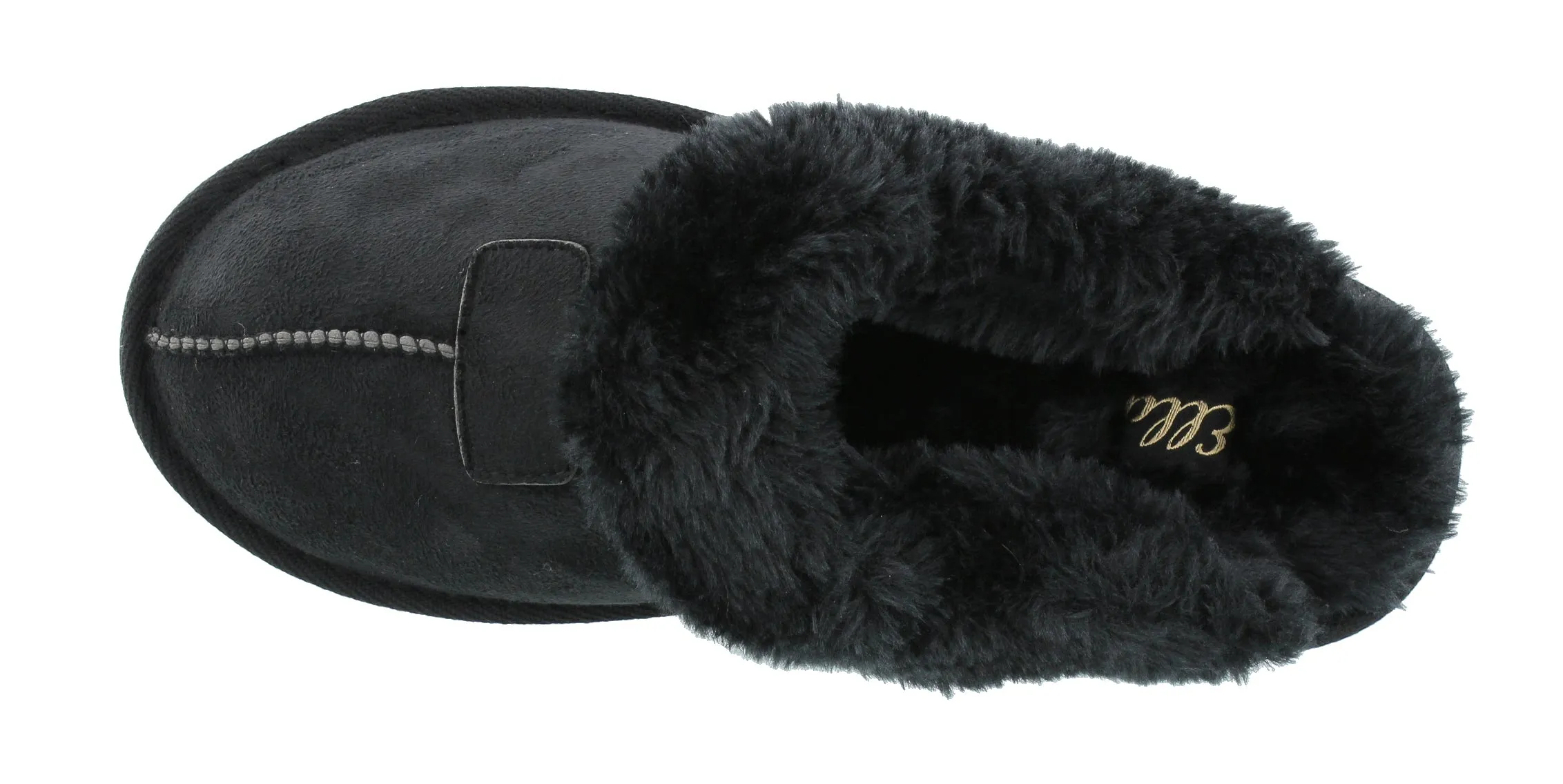 Fur Lined Memory Foam Mules Slippers In Black