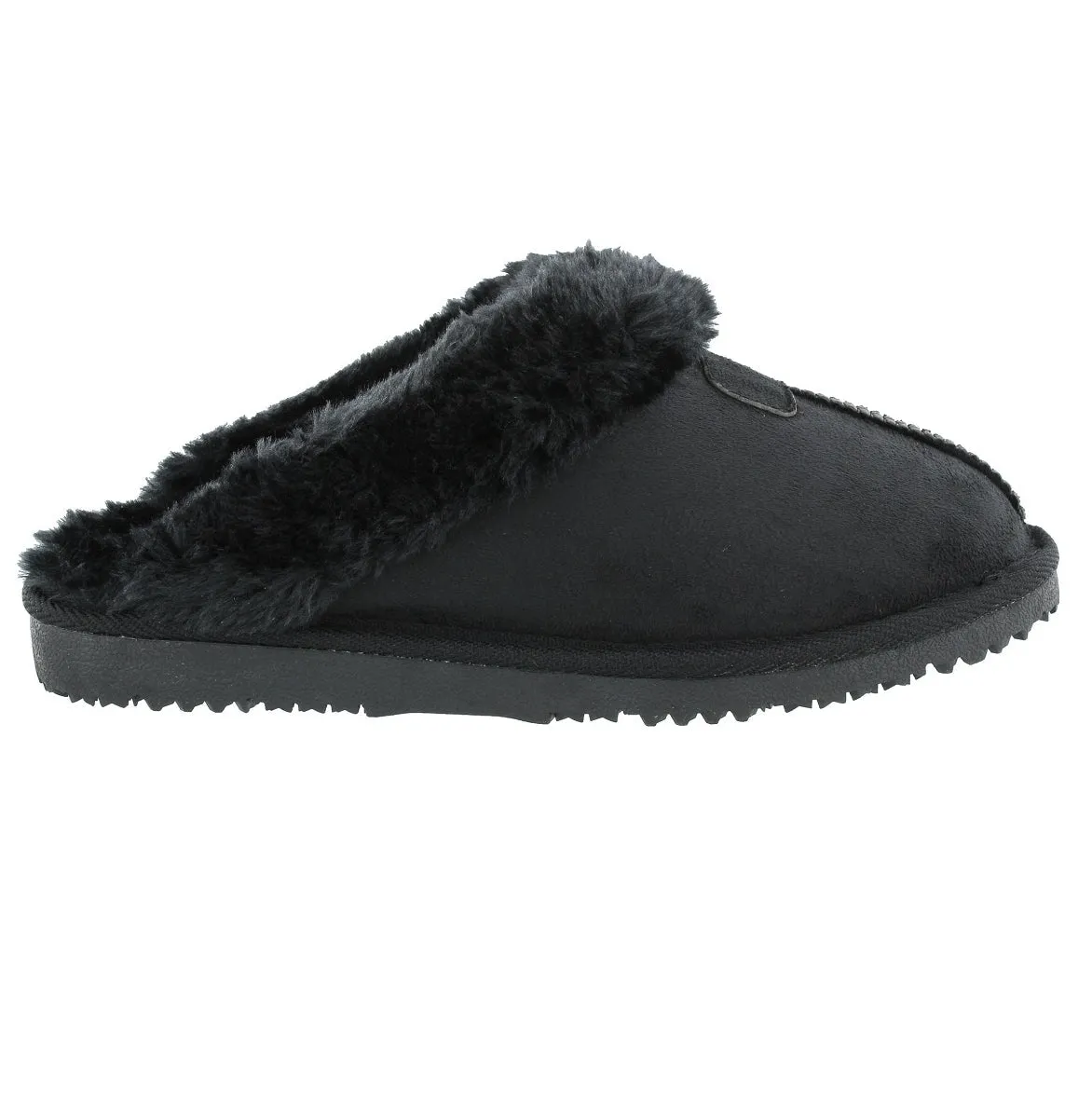 Fur Lined Memory Foam Mules Slippers In Black