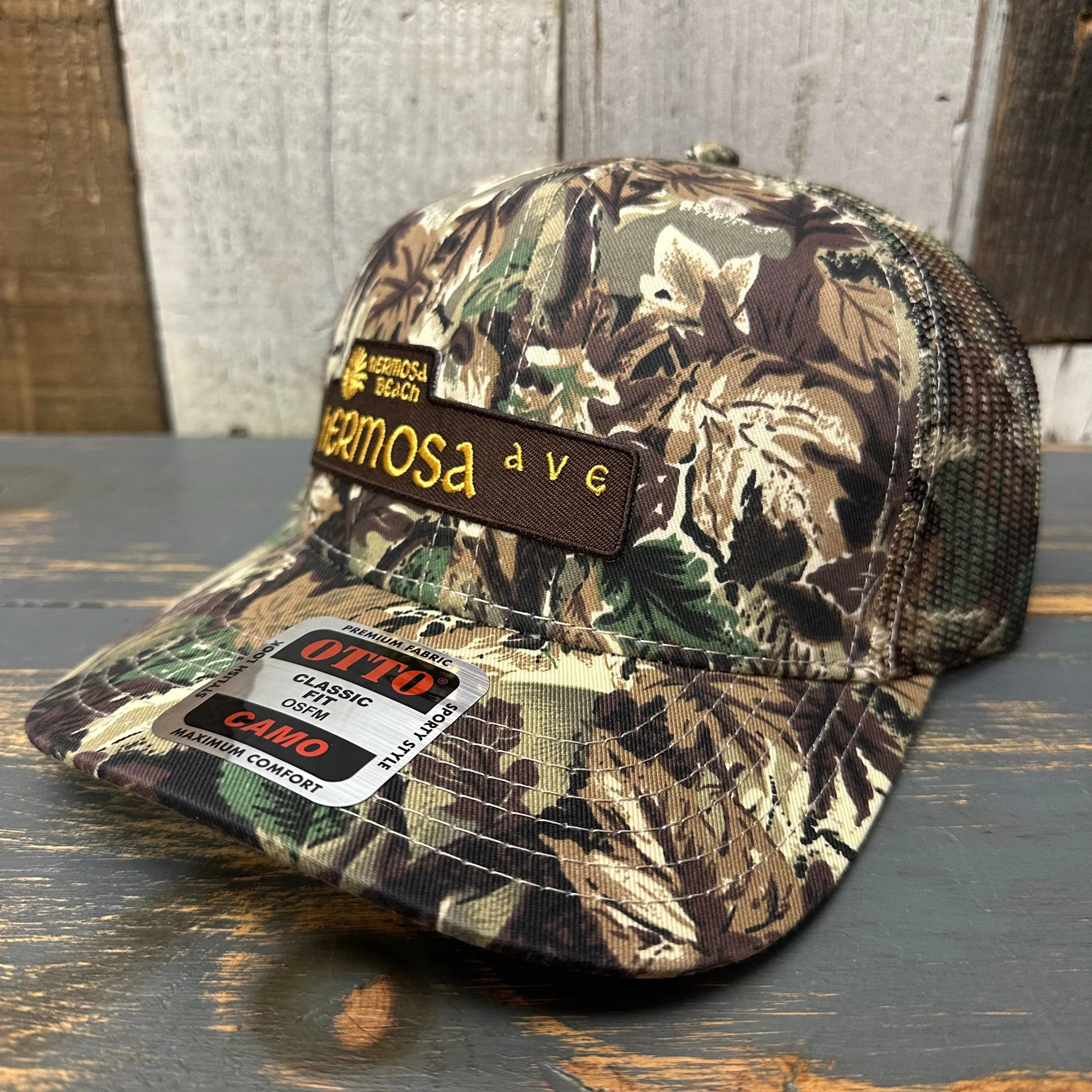 Hermosa Beach HERMOSA AVE 6 Panel Low Profile Trucker Hat - Camo