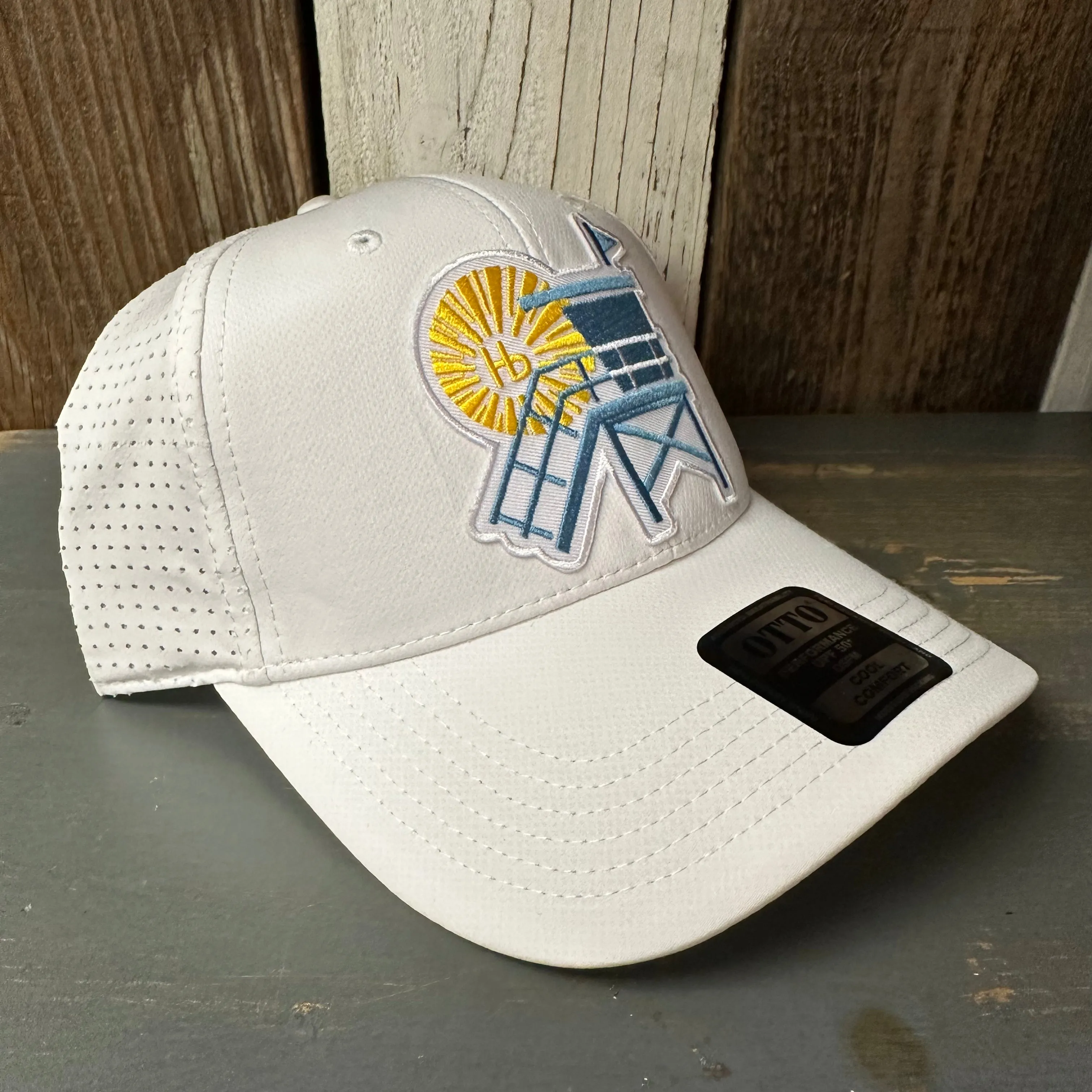 Hermosa Beach LIFEGUARD TOWER - 6 Panel Low Profile Baseball Cap - White