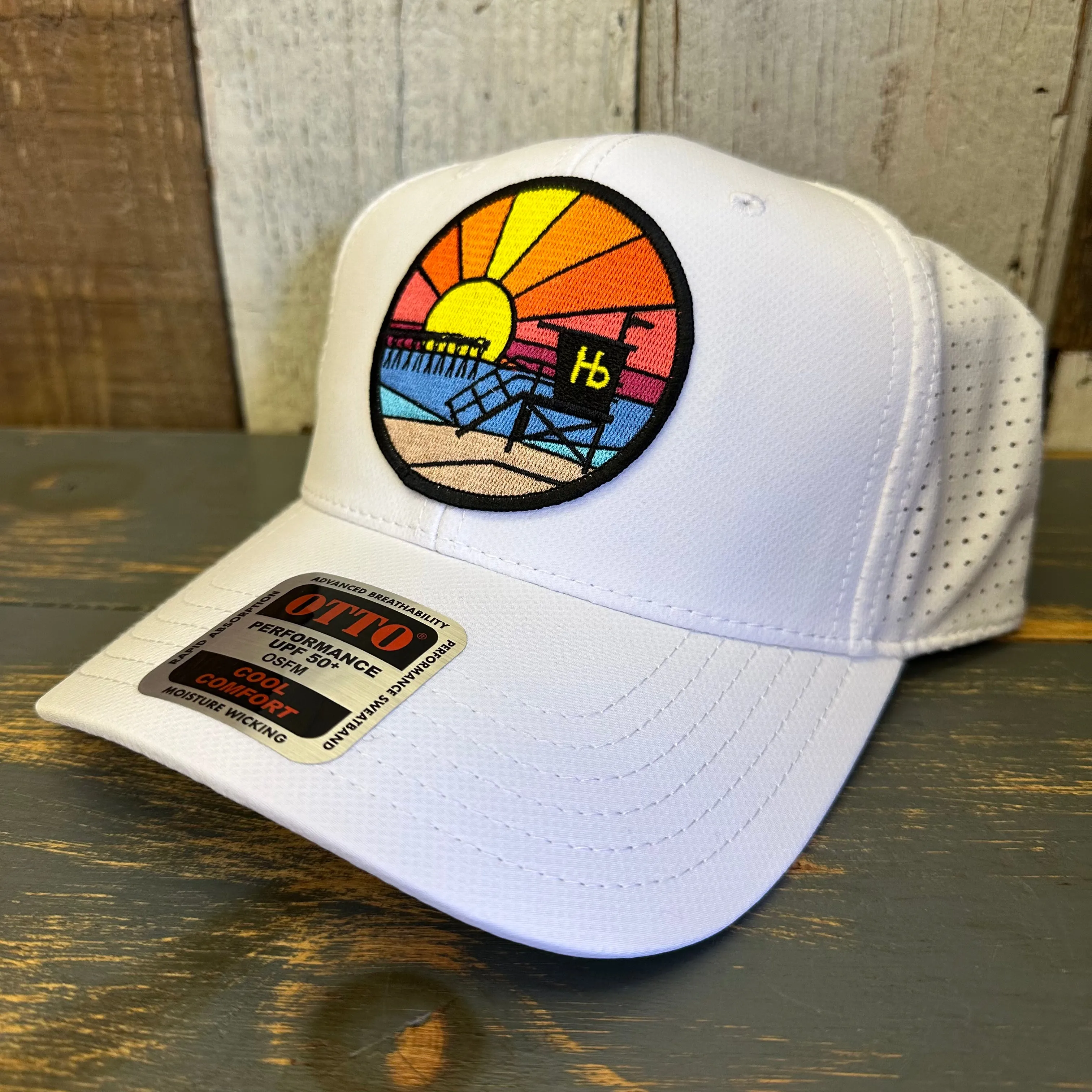 Hermosa Beach OBLIGATORY SUNSET - 6 Panel Low Profile Baseball Cap - White
