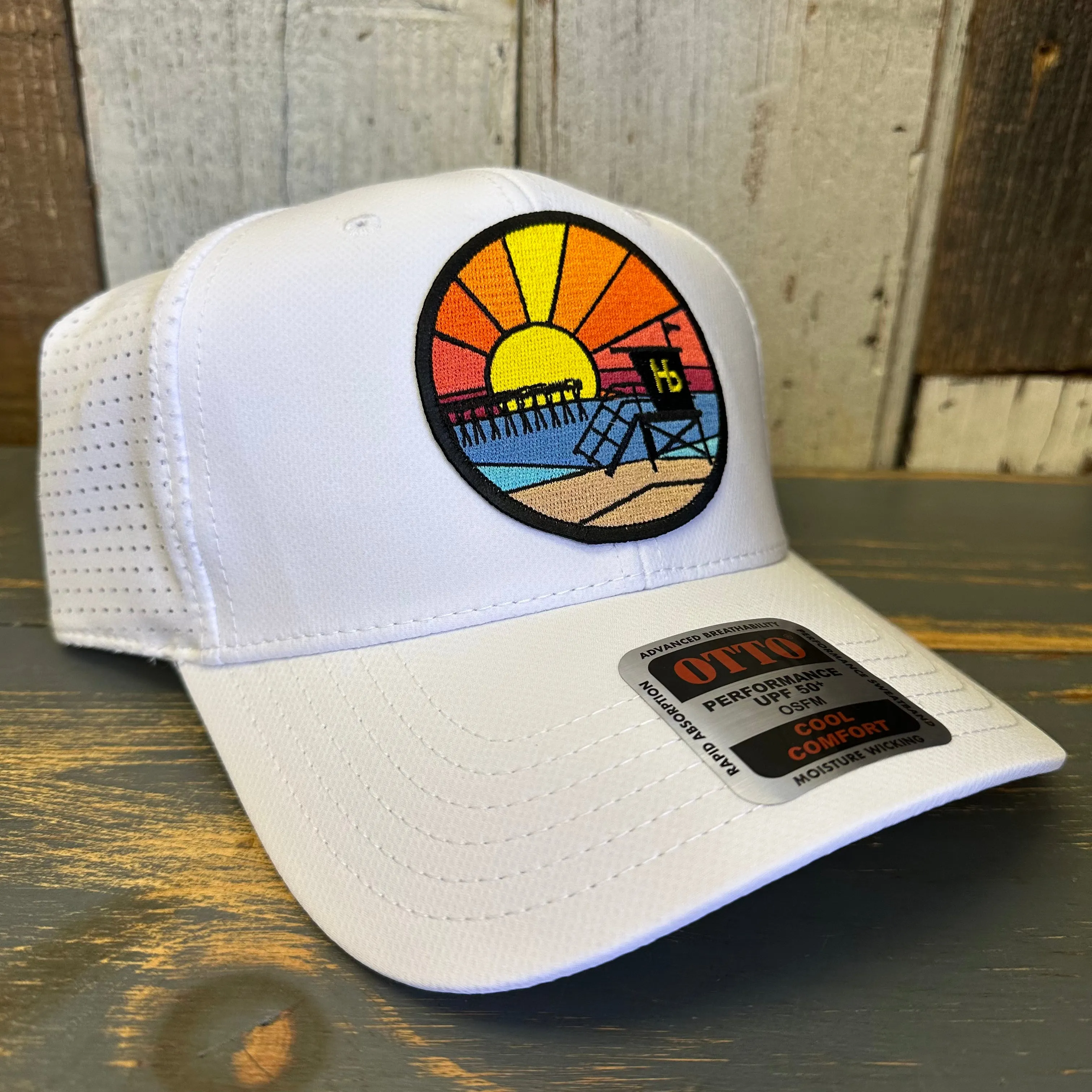 Hermosa Beach OBLIGATORY SUNSET - 6 Panel Low Profile Baseball Cap - White