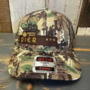 Hermosa Beach PIER AVE 6 Panel Low Profile Trucker Hat - Camo