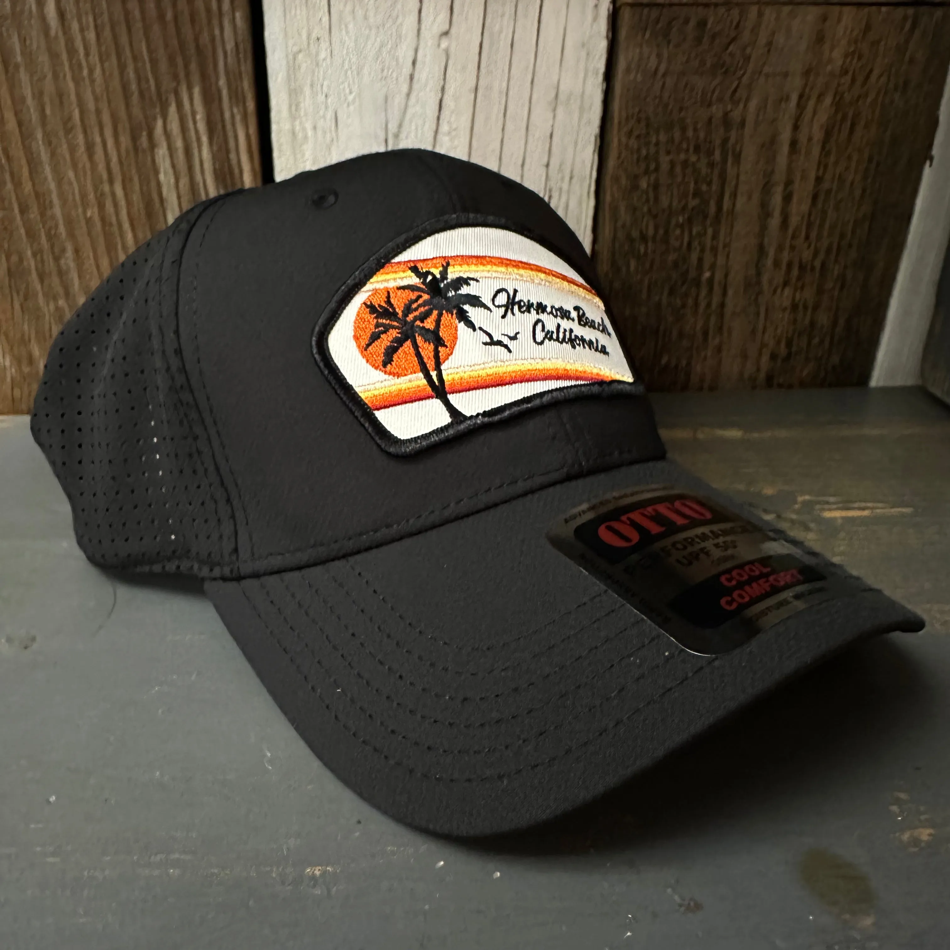 Hermosa Beach RETRO SUNSET - 6 Panel Low Profile Baseball Cap - Black