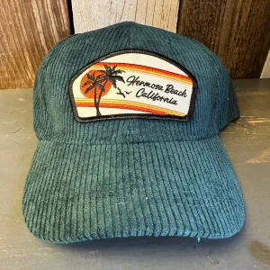 Hermosa Beach RETRO SUNSET 6 Panel Low Profile Corduroy Cap - Green