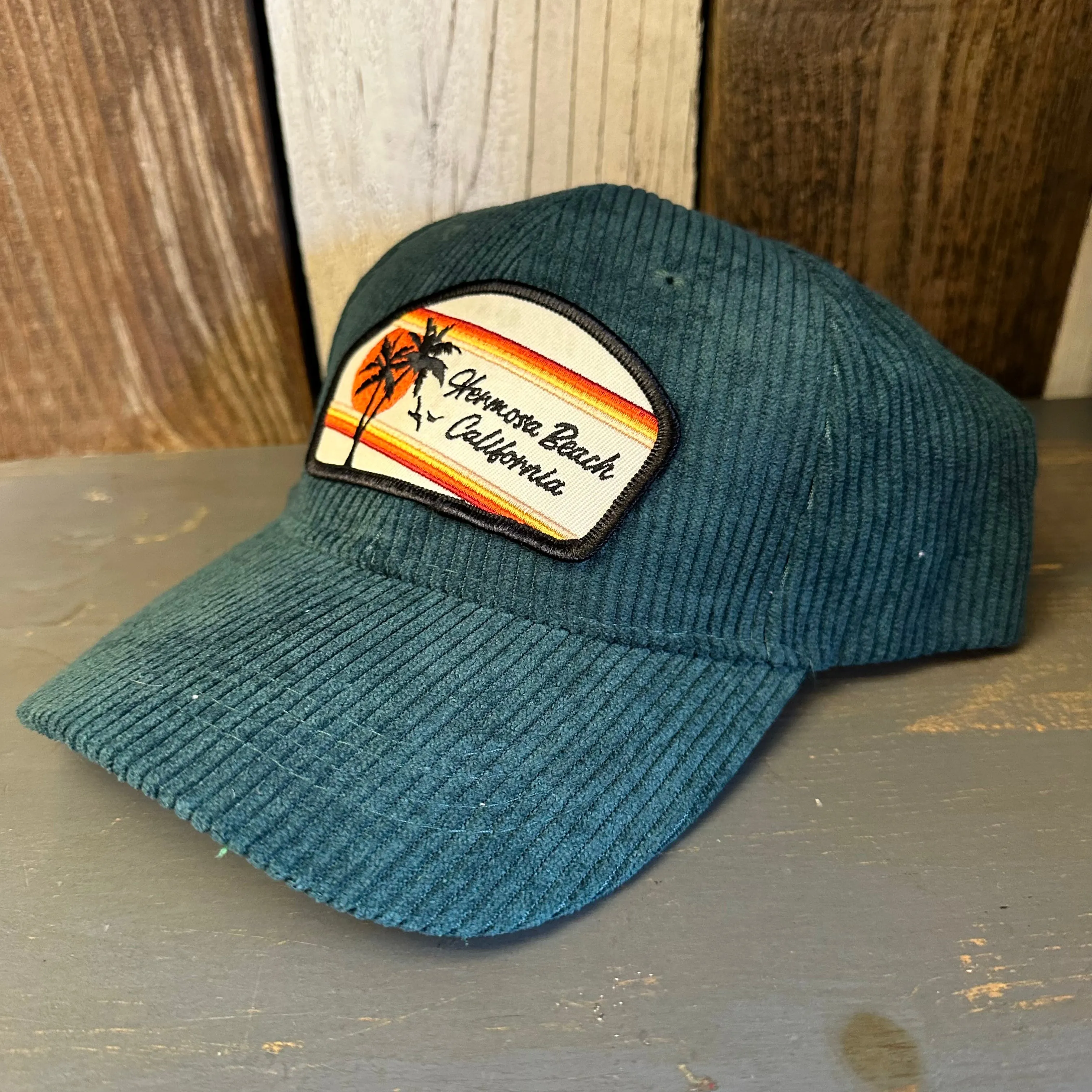 Hermosa Beach RETRO SUNSET 6 Panel Low Profile Corduroy Cap - Green