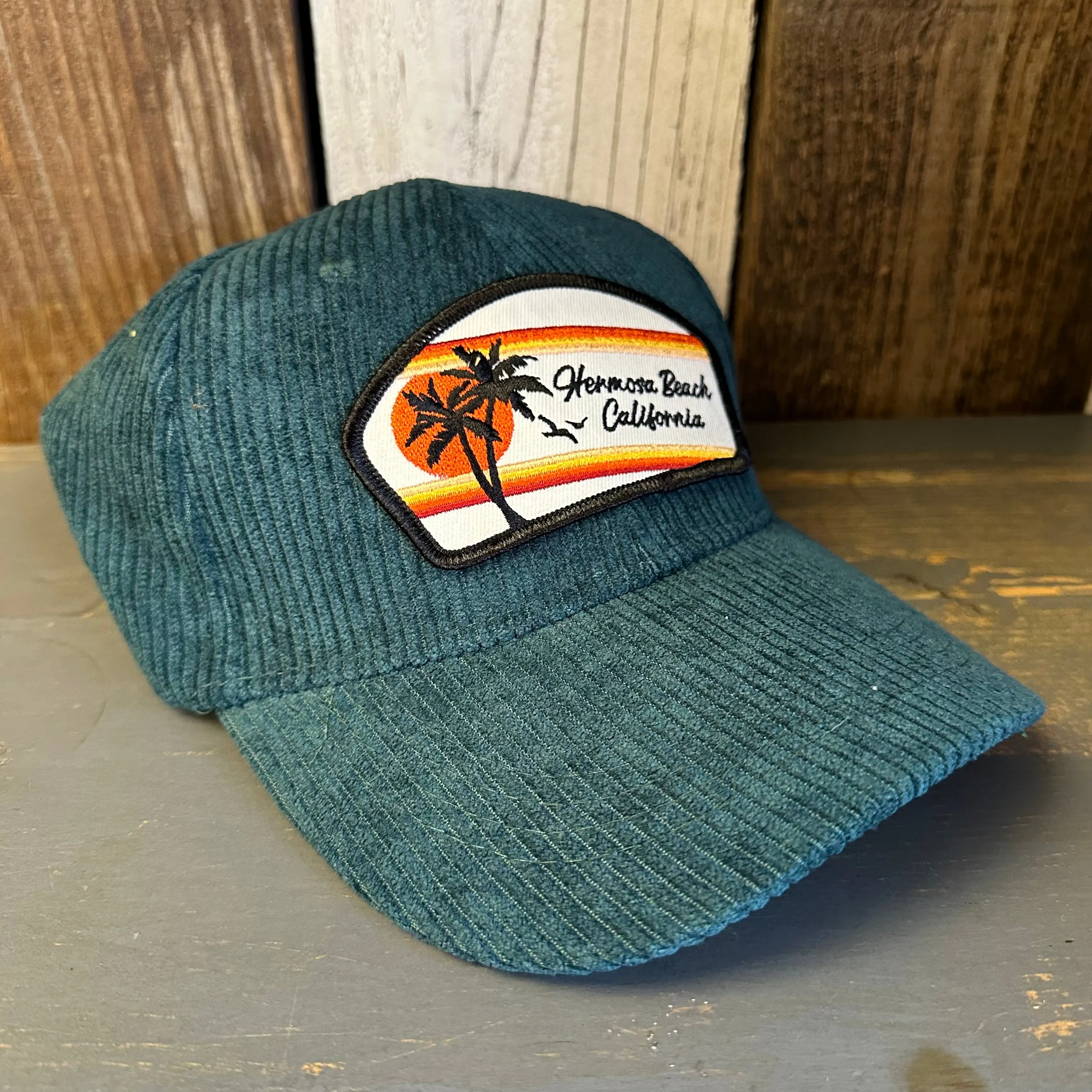 Hermosa Beach RETRO SUNSET 6 Panel Low Profile Corduroy Cap - Green