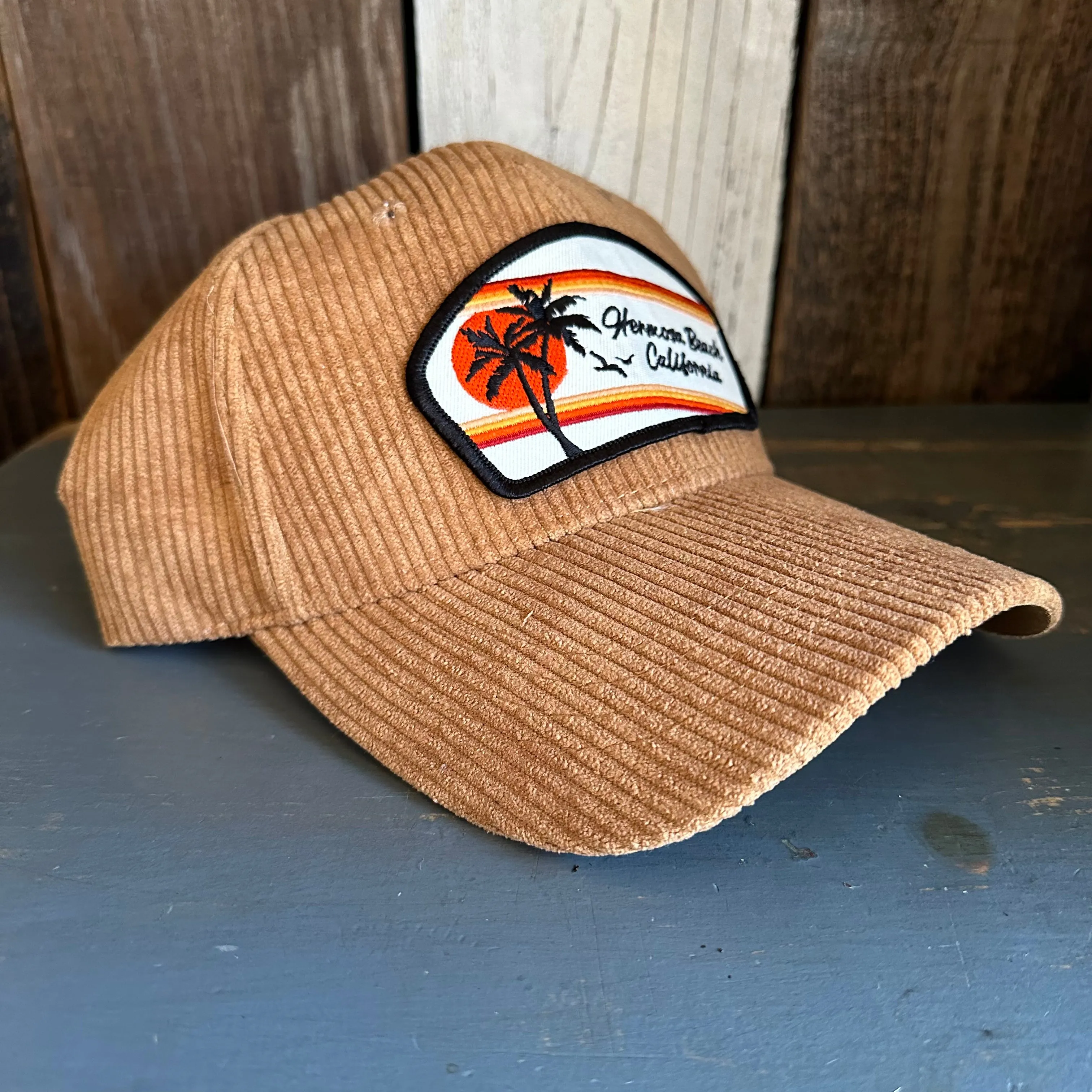 Hermosa Beach RETRO SUNSET 6 Panel Low Profile Corduroy Cap - Tan