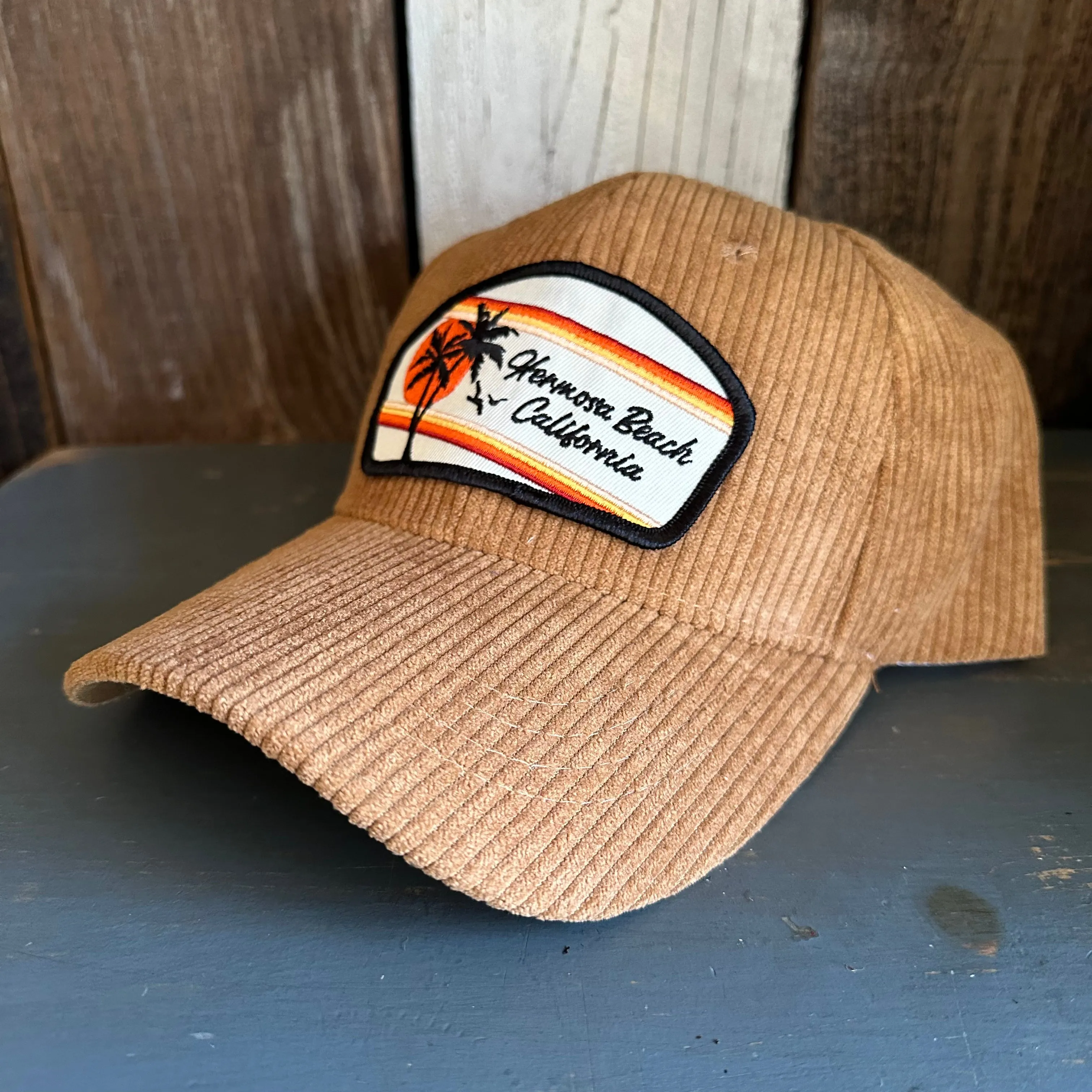 Hermosa Beach RETRO SUNSET 6 Panel Low Profile Corduroy Cap - Tan