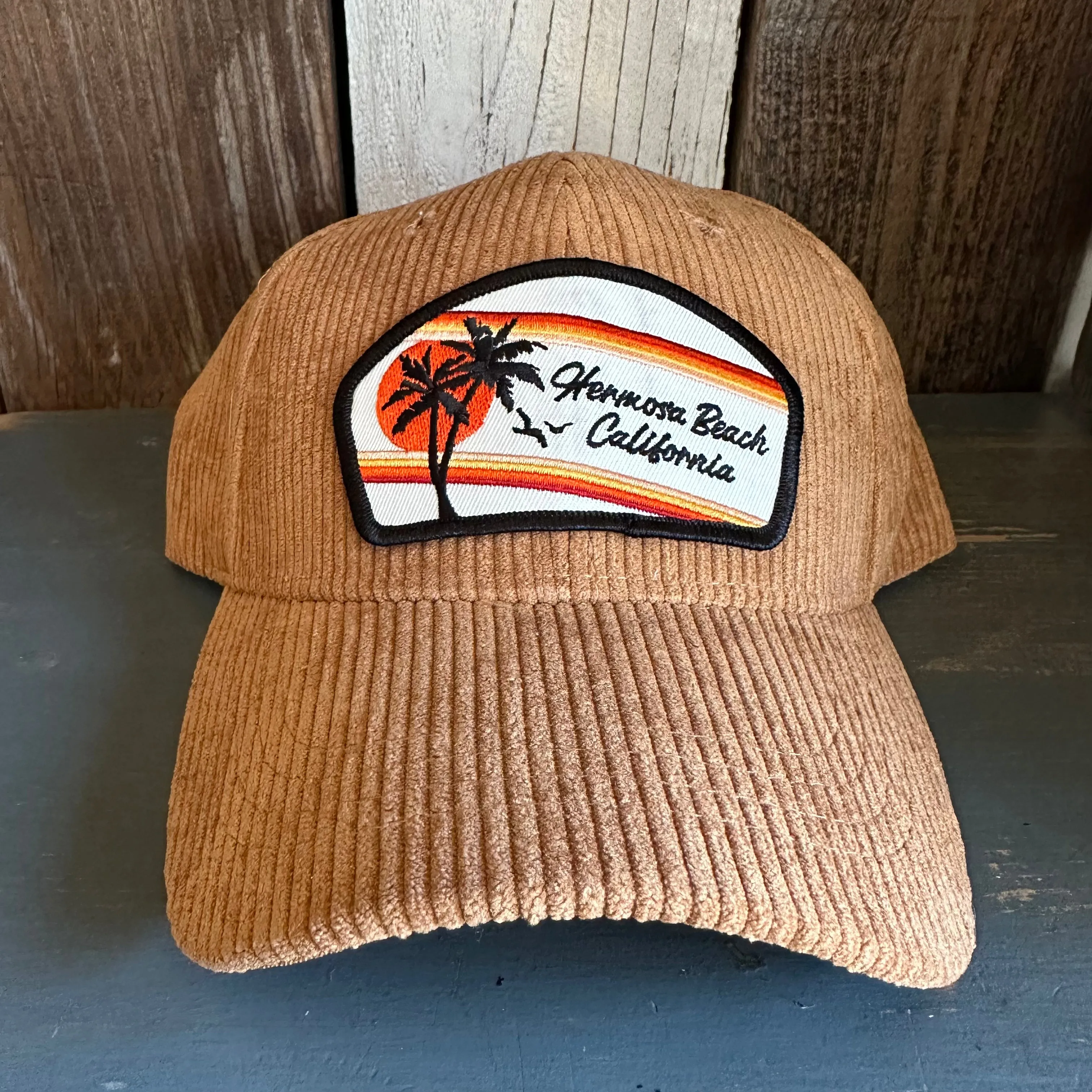 Hermosa Beach RETRO SUNSET 6 Panel Low Profile Corduroy Cap - Tan