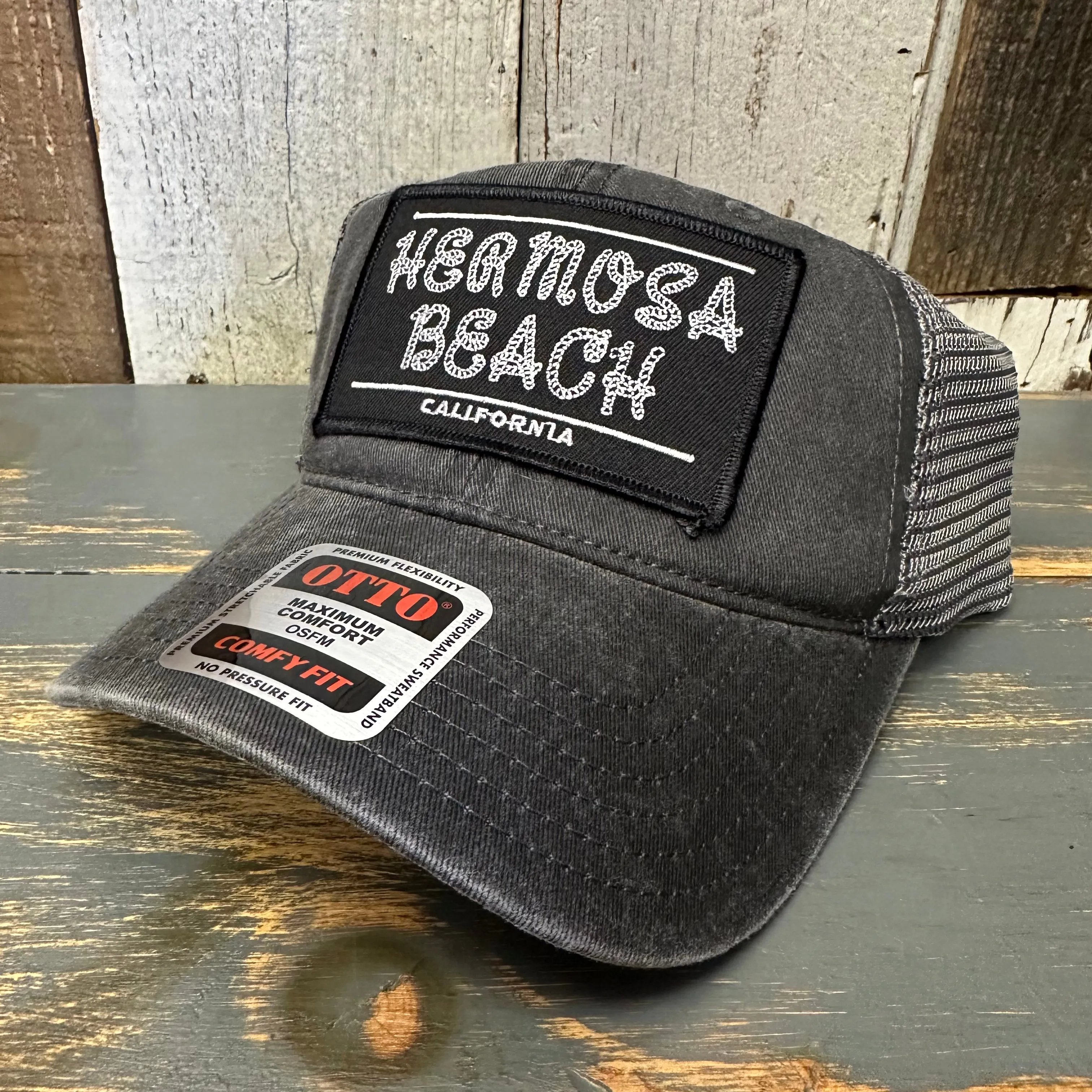 Hermosa Beach ROPER 6 Panel Low Profile Trucker Hat - Black/Charcoal