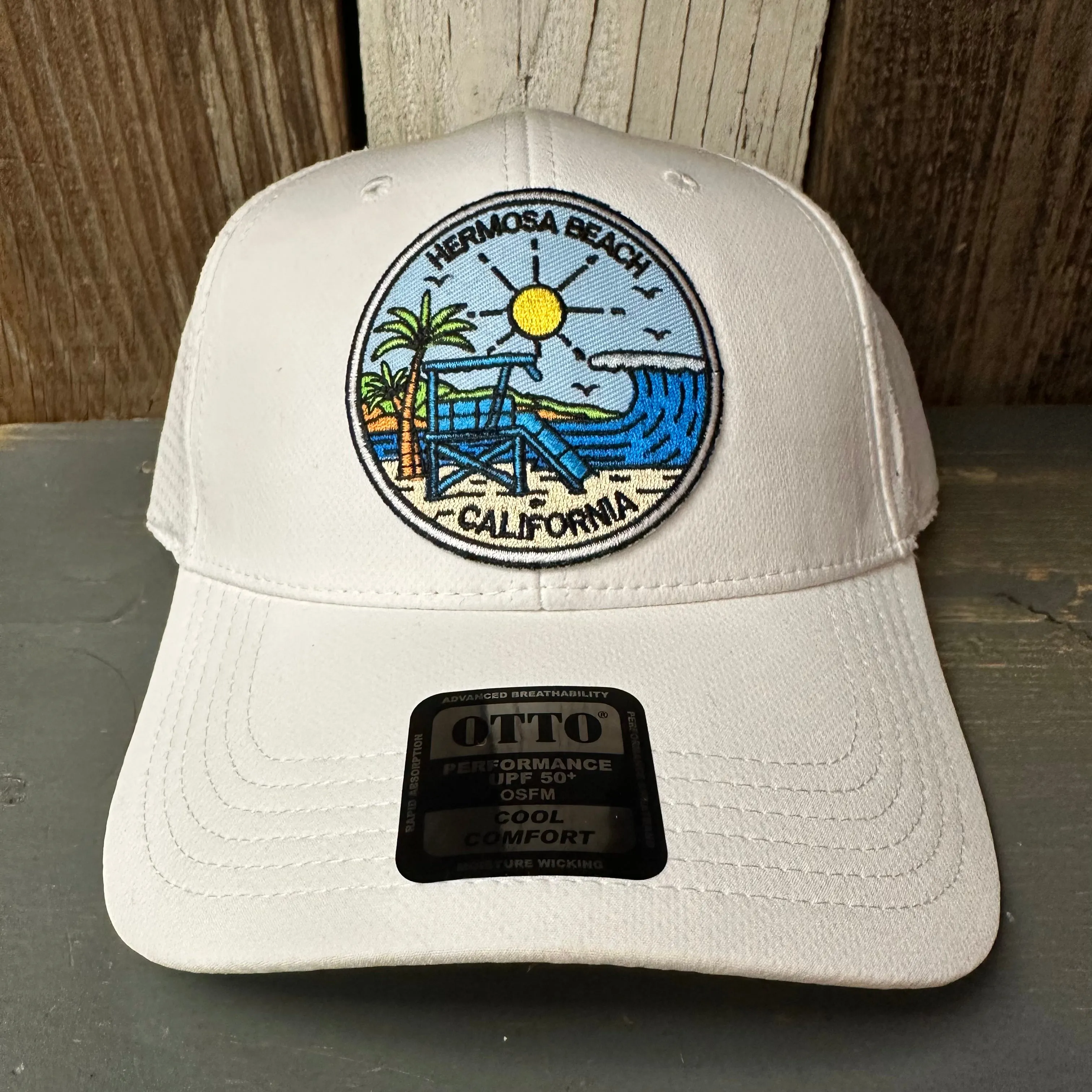 Hermosa Beach SHOREFRONT - 6 Panel Low Profile Baseball Cap - White