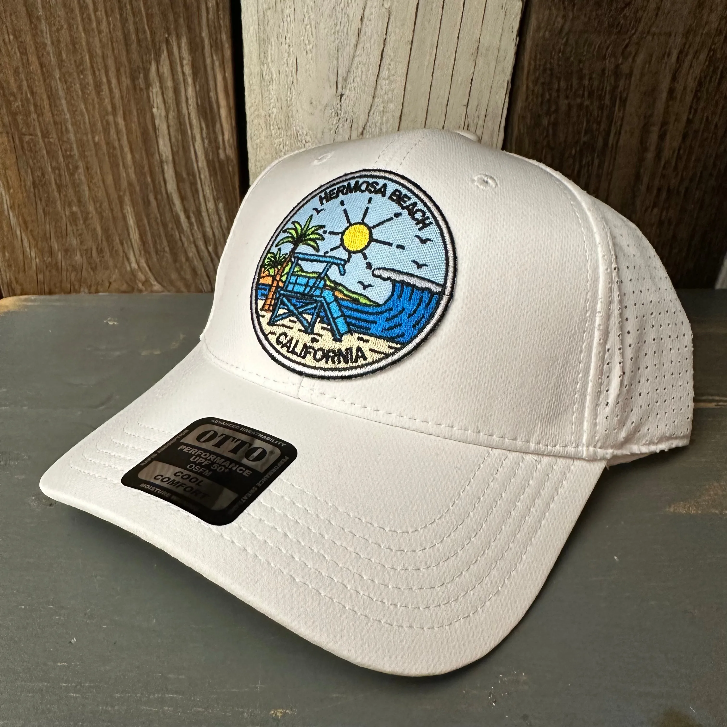 Hermosa Beach SHOREFRONT - 6 Panel Low Profile Baseball Cap - White