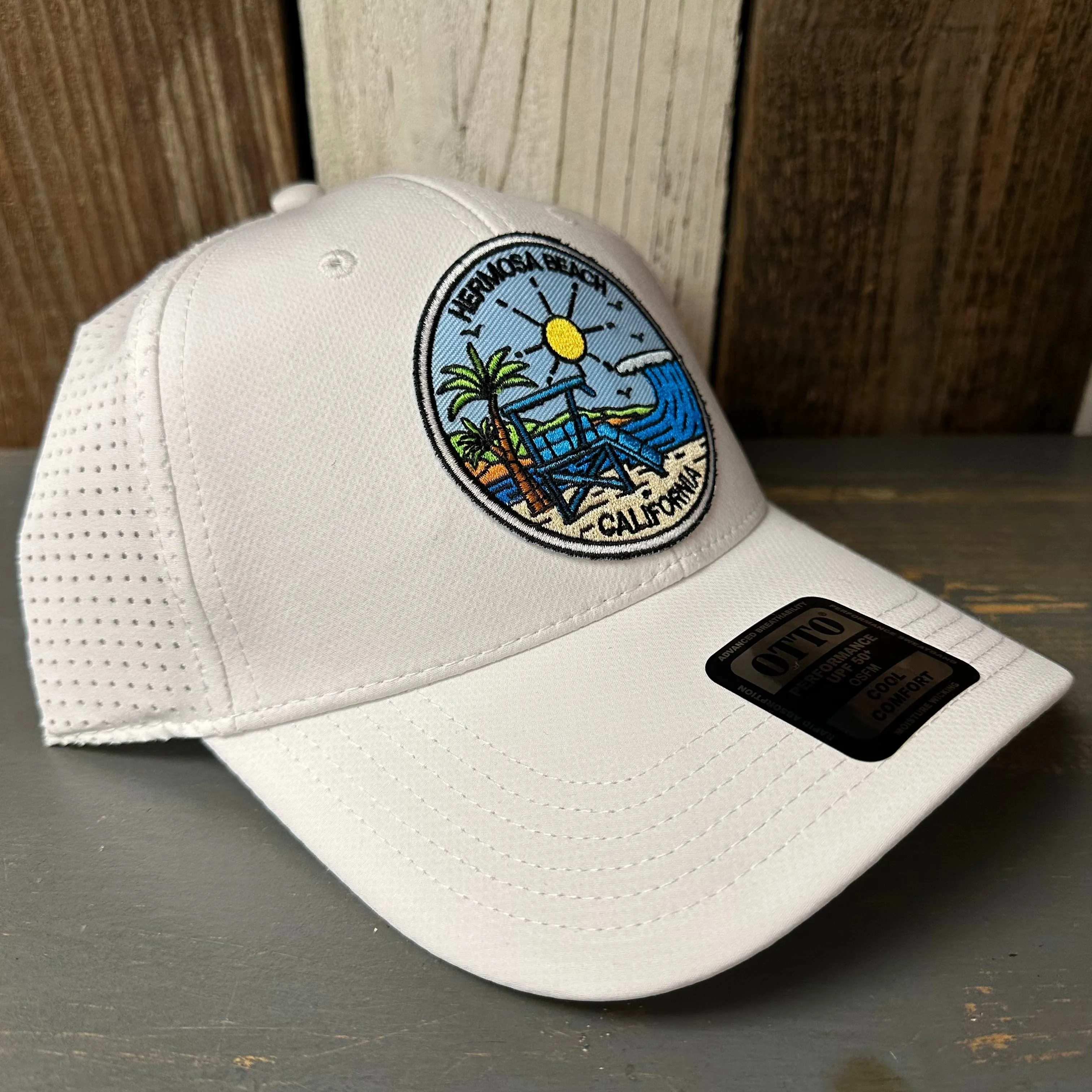 Hermosa Beach SHOREFRONT - 6 Panel Low Profile Baseball Cap - White