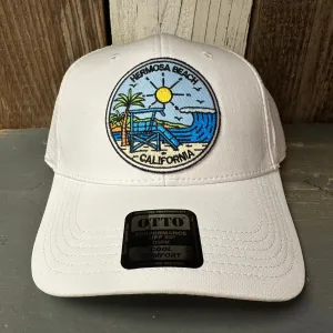 Hermosa Beach SHOREFRONT - 6 Panel Low Profile Baseball Cap - White