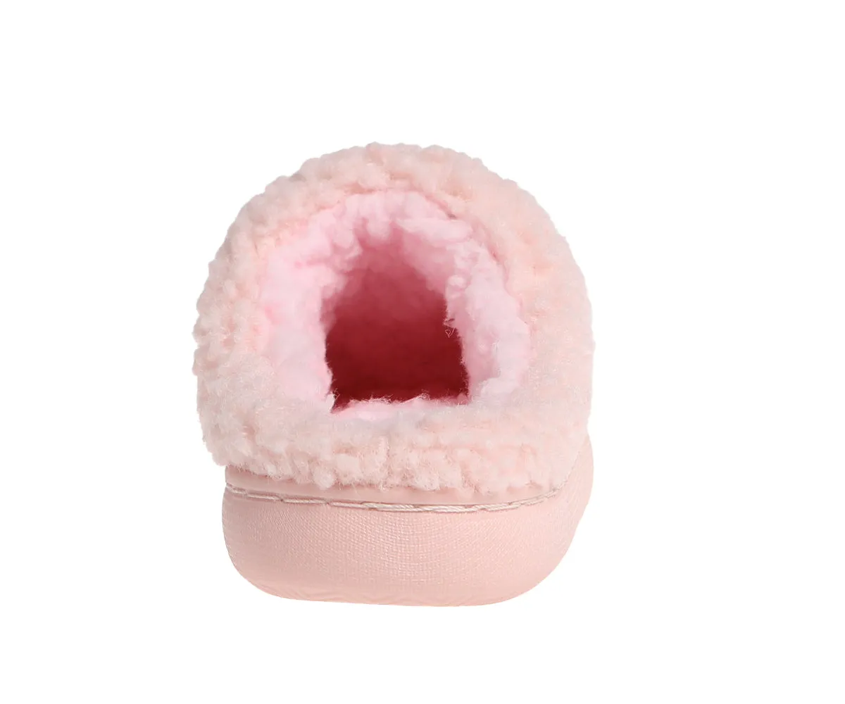Kensie Slippers for Kids Smiley Face Slippers for Girls - Fuzzy Cute Slippers with Rhinestones for Little Kid/Big Kid