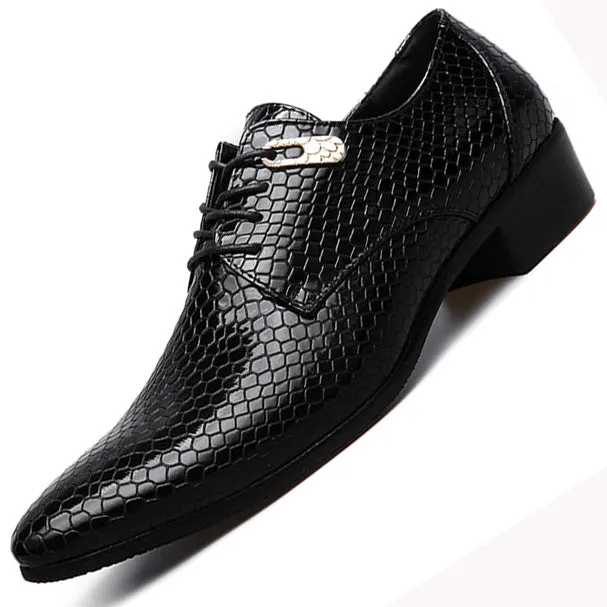 Luxury Snake Leather Design Dress Shoes