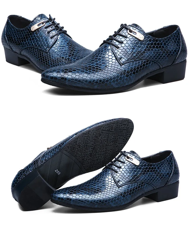 Luxury Snake Leather Design Dress Shoes