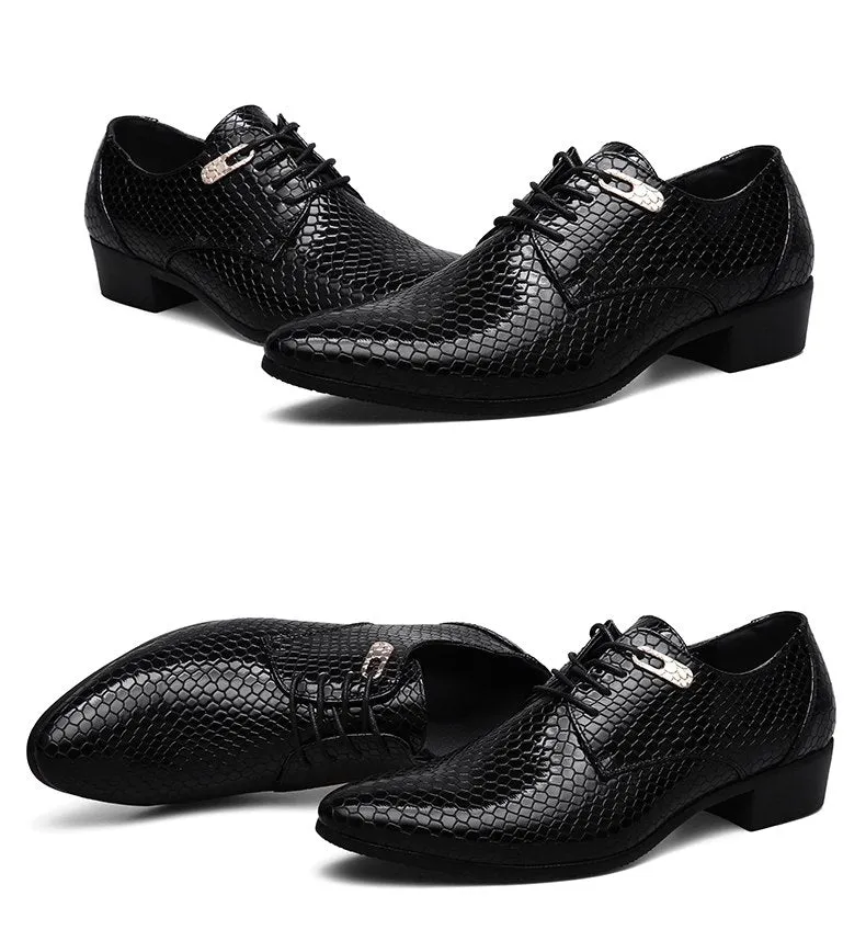 Luxury Snake Leather Design Dress Shoes