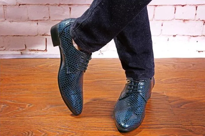 Luxury Snake Leather Design Dress Shoes
