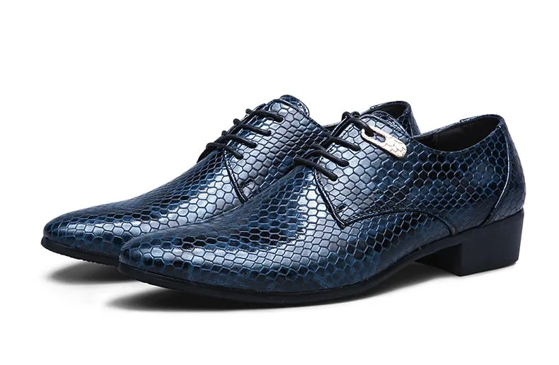 Luxury Snake Leather Design Dress Shoes
