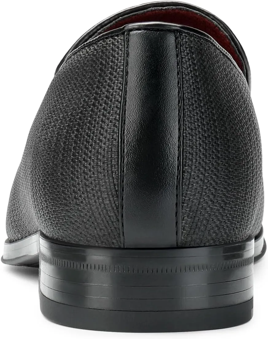 Men's Gray Textured Slip On Tassel Loafer Dress Shoes