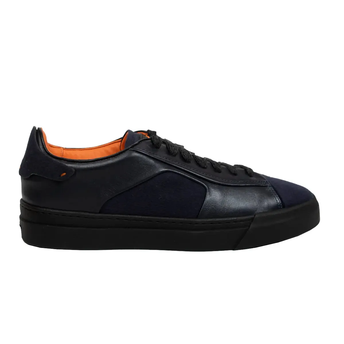 Navy Fabric and Leather Sneaker